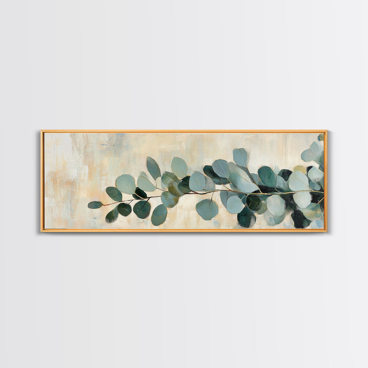 Eucalyptus Branch Botanical Wall Art, Sage Green Minimalist Canvas Print, Organic Modern Decor, Neutral Living Room Print