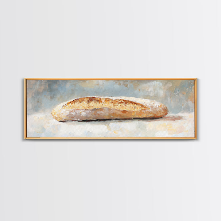 Rustic Baguette Bread Still Life Wall Art, French Bakery Canvas Print For Kitchen, Cafe Decor, Foodie Gift, Dining Room Print