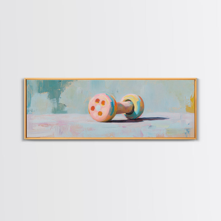 Pastel Dumbbell Still Life Canvas Print, Fitness Studio Decor, Home Gym Wall Art, Pilates Gift, Wellness Workout Room Decor