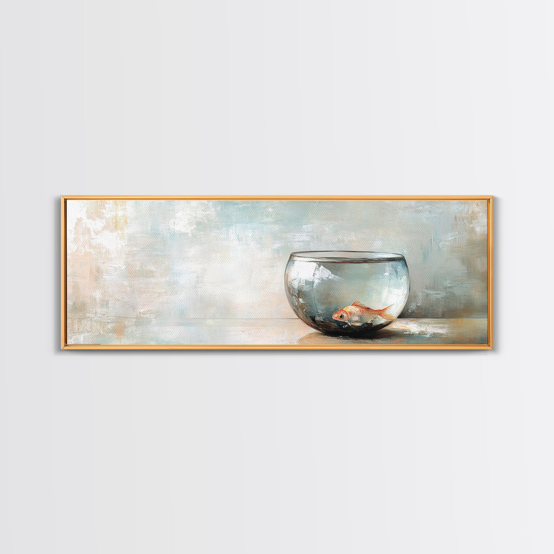 Goldfish In Glass Bowl Wall Art, Minimalist Ocean Decor, Animal Art Print, Coastal Bathroom Canvas Print, Gift For Fish Lovers