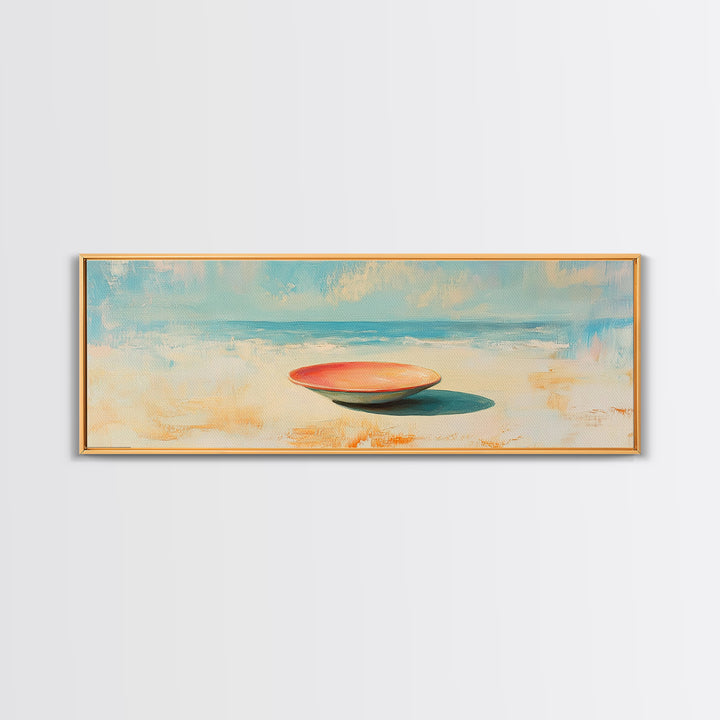 Minimal Beach Bowl Seascape Wall Art, Coastal Canvas Print, Modern Nautical Decor, Serene Ocean Landscape Painting For Beach House