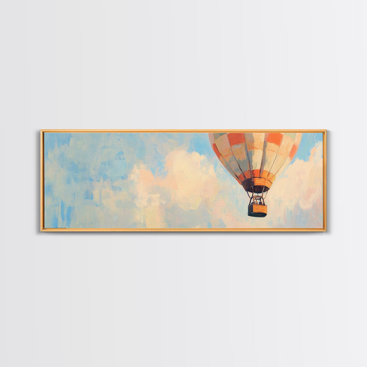 Pastel Hot Air Balloon Sky Wall Art, Whimsical Nursery Decor, Adventure Canvas Print For Kids Room Or Playroom Wall Decor Gift