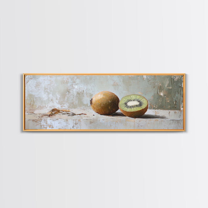 Whole And Sliced Kiwi Fruit Still Life Canvas Print, Kitchen Wall Art, Foodie Wall Decor, Farmhouse Dining Room Gift For Her