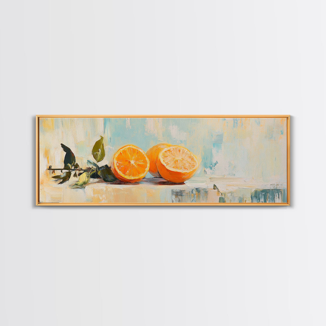 Fresh Orange Still Life Wall Art, Citrus Kitchen Canvas Print, Mediterranean Decor, Fruit Art, Dining Room Prints Gift Idea
