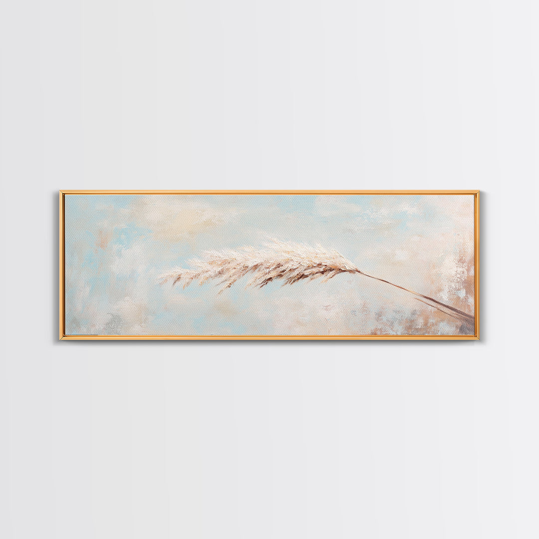 Soft Pampas Grass Feather Canvas Print, Neutral Wall Art, Minimalist Boho Decor, Calming Bedroom Above Bed Wall Home Decor