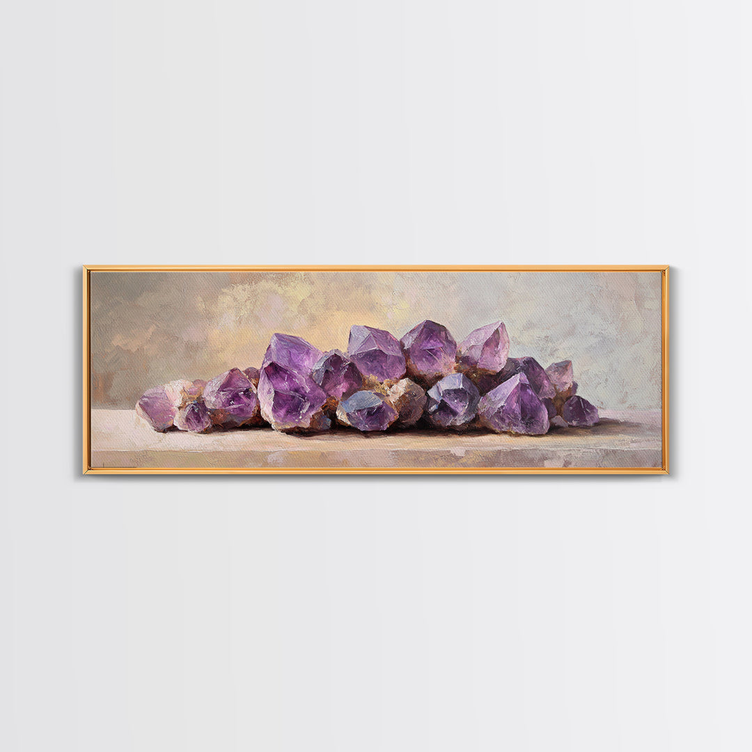 Purple Amethyst Crystal Cluster Canvas Print, Geode Wall Art, Spiritual Decor, Reiki Healing Gift, Modern Home Decor, Living Room Decor