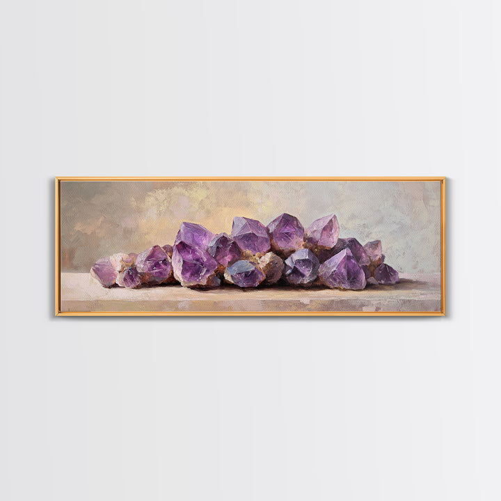 Purple Amethyst Crystal Cluster Canvas Print, Geode Wall Art, Spiritual Decor, Reiki Healing Gift, Modern Home Decor, Living Room Decor