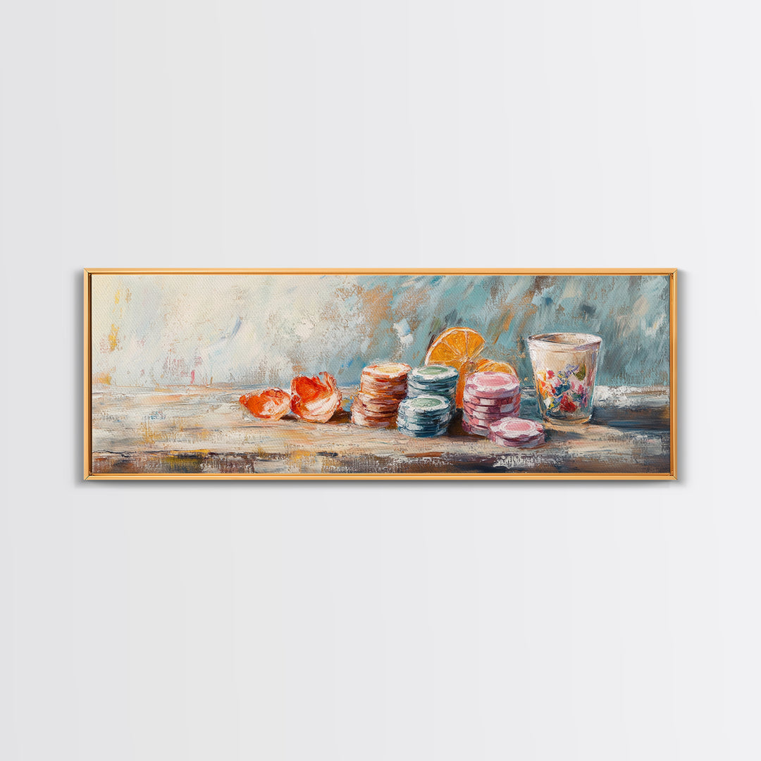 Pastel Macarons And Citrus Still Life Canvas Print, Kitchen Wall Art, French Patisserie Decor, Bakery Gift For Her, Cute Kitchen Decor