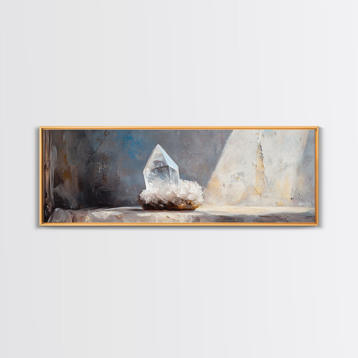 Clear Quartz Crystal On Windowsill Canvas Print, Spiritual Wall Art, Minimalist Home Decor, Meditation Room Gift For Her