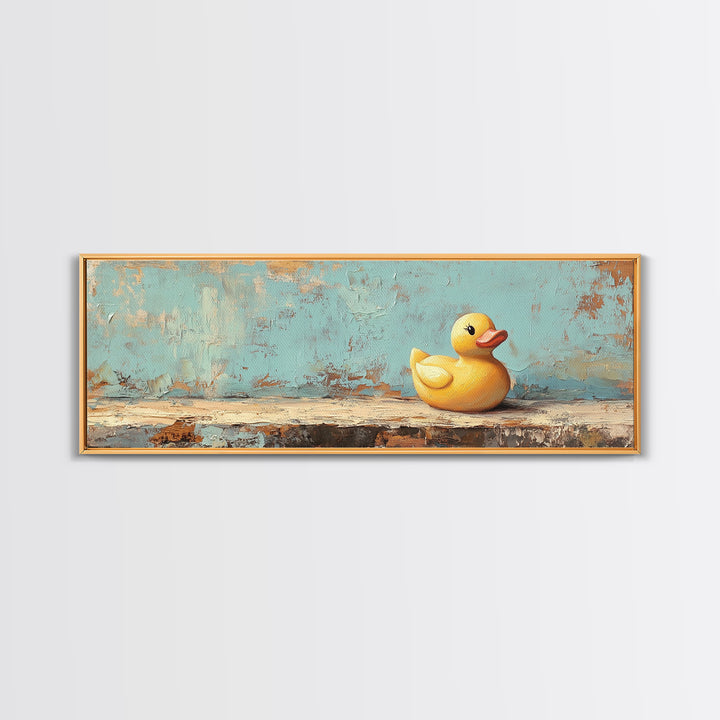 Yellow Rubber Duck Wall Art, Whimsical Bathroom Canvas Print, Cute Kids Room Decor, Playful Nursery Gift, Fun Wall Decor