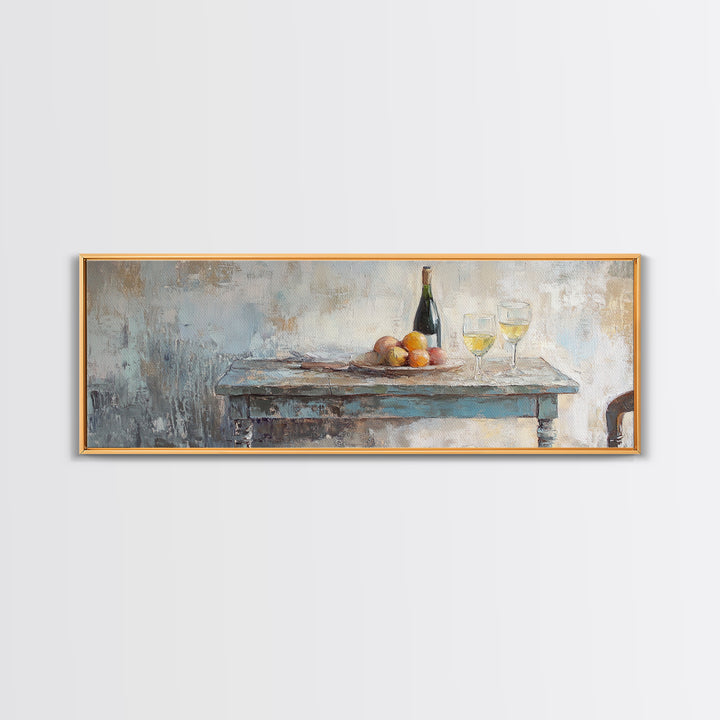 Wine Bottle And Fruit Wall Art, Rustic Dining Room Decor, French Country Canvas Print, Kitchen Wall Decor, Housewarming Gift