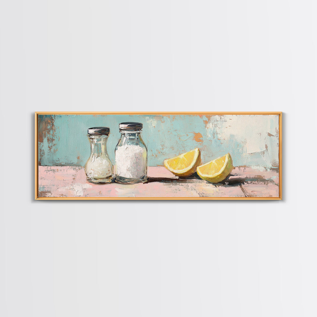 Salt And Pepper With Lemon Canvas Print, Kitchen Wall Art, Farmhouse Decor, Foodie Gift, Dining Room Prints, Cute Kitchen Art