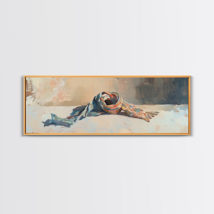 Soft Folded Scarf Still Life Canvas Print, Feminine Wall Art, Neutral Home Decor, Bedroom Decor, Gift For Her, Modern Art