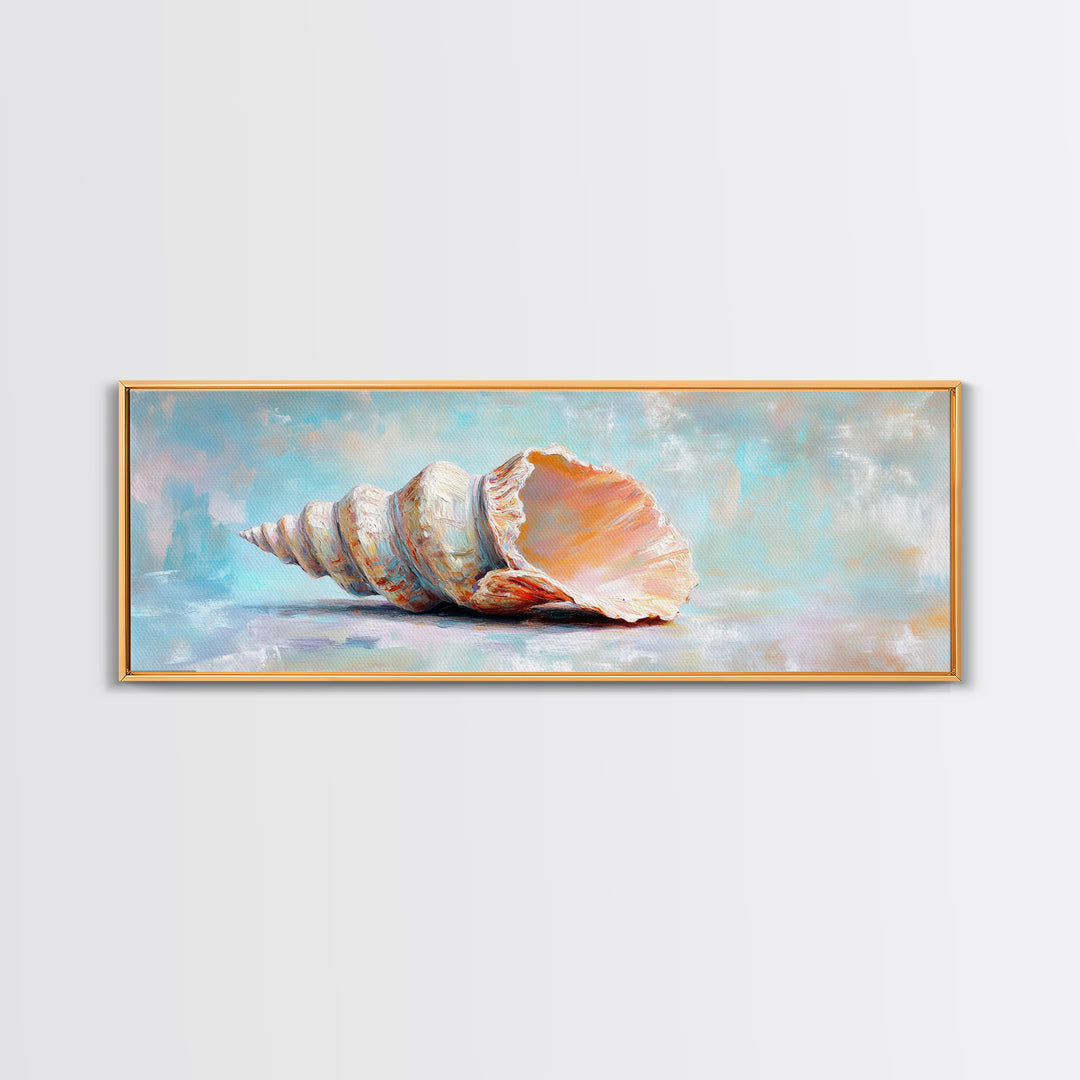 Large Pink Conch Seashell Framed Canvas Print, Coastal Wall Art, Beach House Decor, Ocean Wall Decor, Nautical Gift, Seaside Wall Art