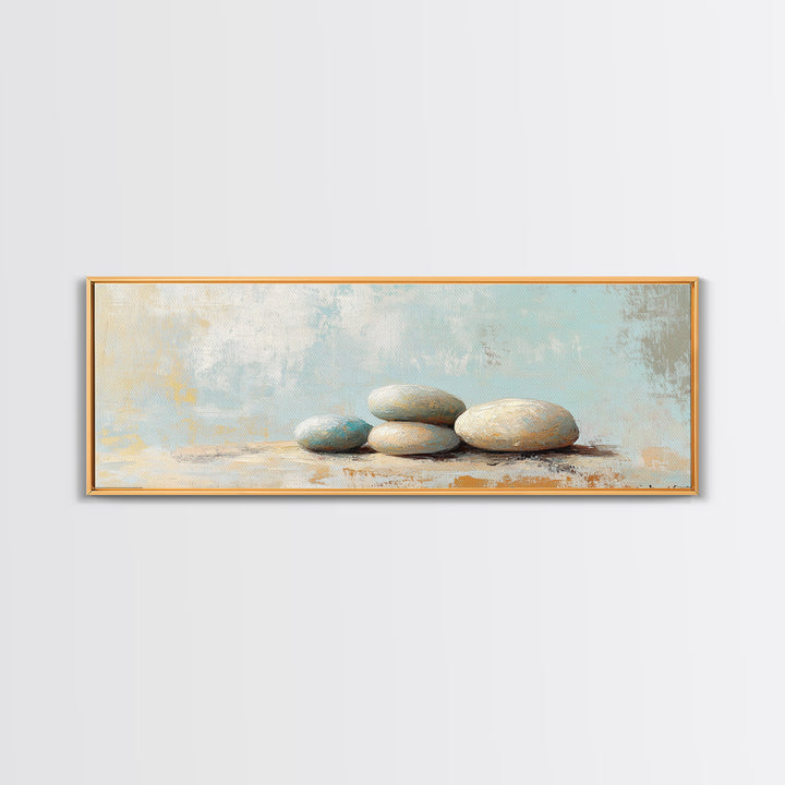 Stacked Smooth Stones Wall Art, Zen Spa Decor Print, Minimalist Bathroom Wall Decor, Calming Neutral Art, Meditation Room Decor