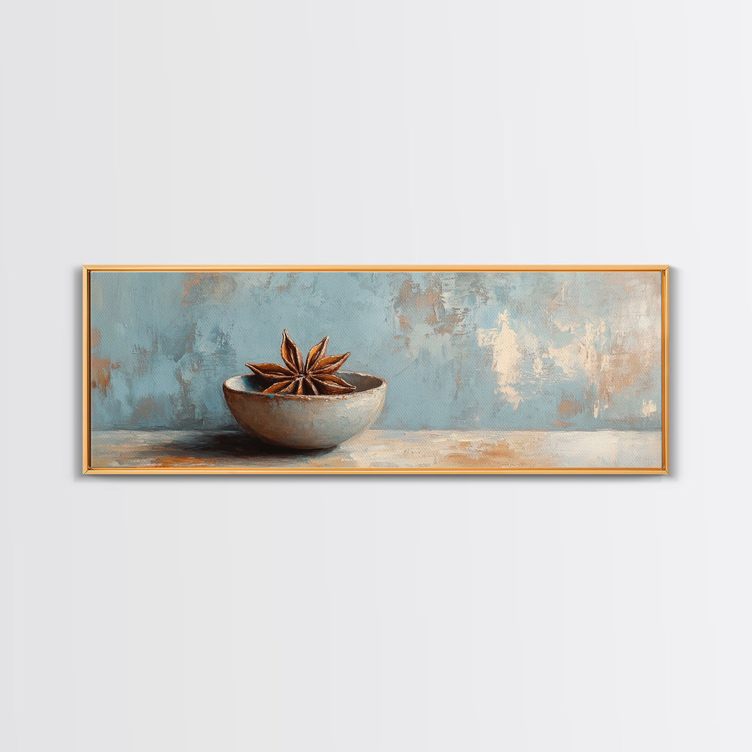 Star Anise Bowl Still Life Wall Art, Rustic Kitchen Decor, Neutral Canvas Print, Farmhouse Dining Room Artwork Home Decor Gift