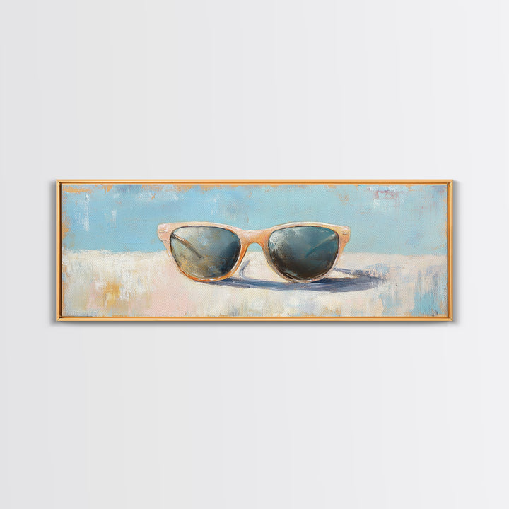 Retro Sunglasses Still Life Canvas Print, Summer Beach Wall Art, Minimalist Coastal Decor, Fashion Wall Art, Gift For Her