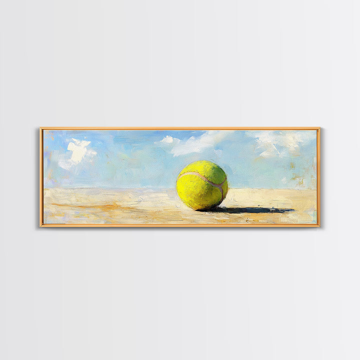 Bright Tennis Ball On Sunny Court Wall Art, Modern Sports Canvas Print, Game Room Decor, Kids Room Art, Gift For Tennis Lover