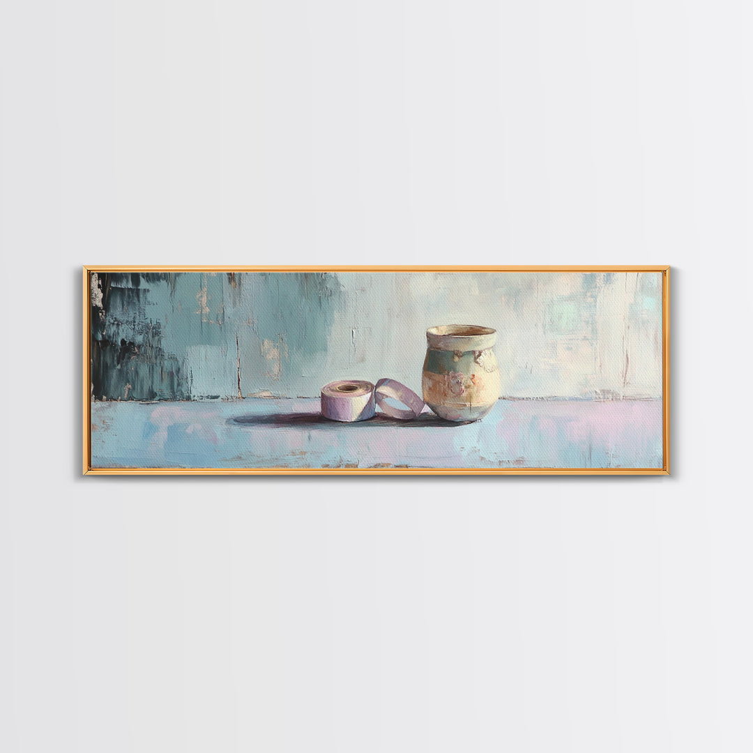 Ceramic Pot And Ribbon Still Life Wall Art, Minimalist Studio Decor, Rustic Craft Room Art Print, Neutral Modern Wall Decor
