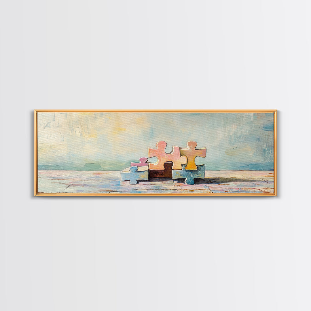 Pastel Puzzle Pieces Still Life Wall Art, Kids Room Decor, Nursery Wall Art, Playroom Print, Whimsical Gift For Family Decor