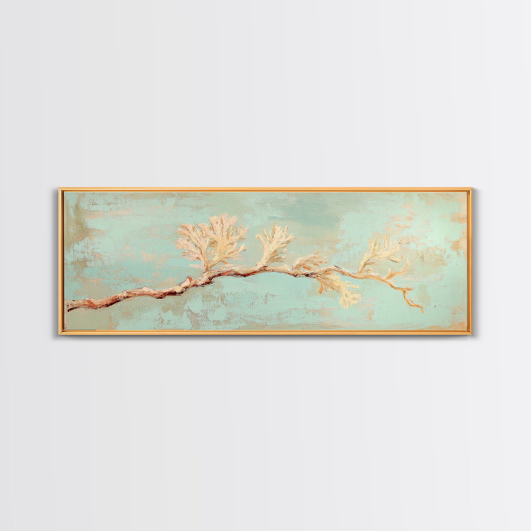 White Coral Branch Wall Art, Coastal Canvas Print, Beach House Decor, Minimalist Ocean Art For Serene Living Room Wall Decor