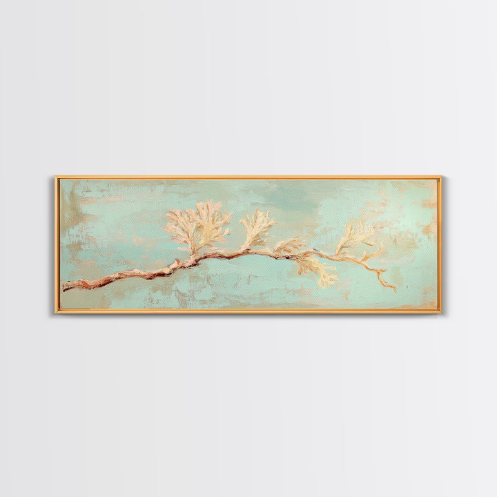White Coral Branch Wall Art, Coastal Canvas Print, Beach House Decor, Minimalist Ocean Art For Serene Living Room Wall Decor