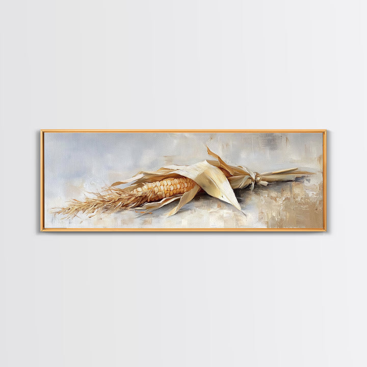 Dried Corn Husk Still Life Wall Art, Farmhouse Kitchen Decor, Rustic Canvas Print, Harvest Food Art For Country Home Decor