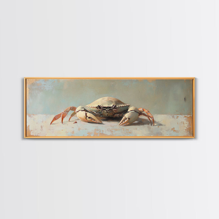 Coastal Crab Still Life Wall Art, Ocean Animal Canvas Print, Nautical Beach House Decor, Seafood Kitchen, Coastal Wall Decor