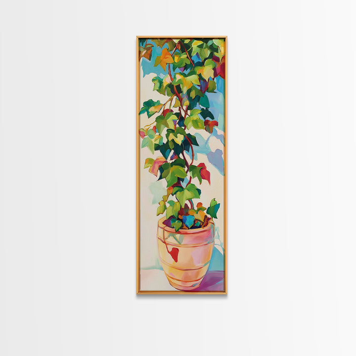 Trailing Houseplant Canvas Print, Colorful Botanical Wall Art, Plant Lover Gift, Boho Home Decor, Modern Nature Wall Art