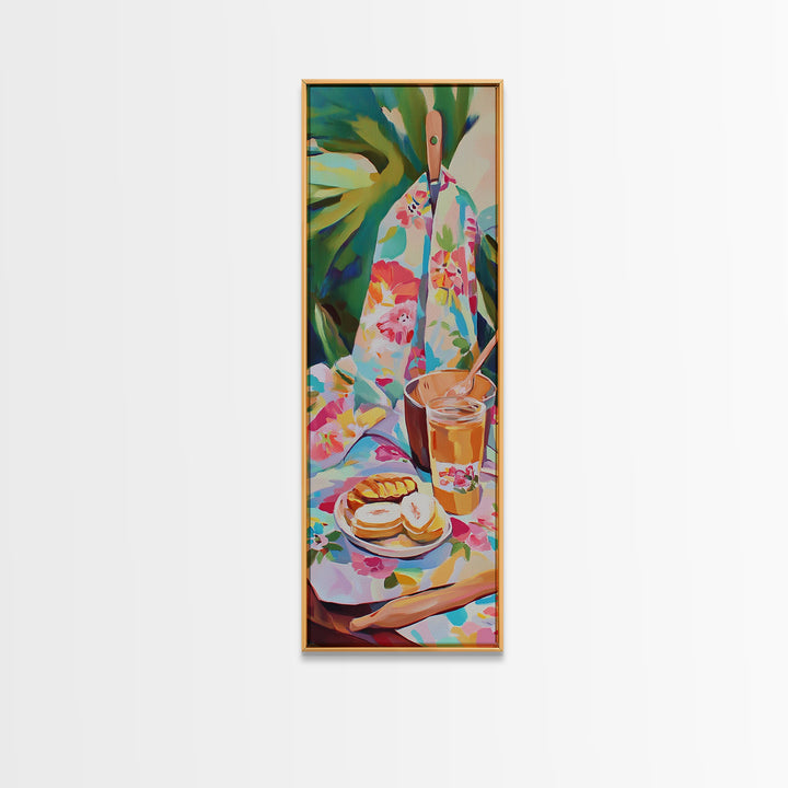 Iced Tea Poolside Snack Still Life Wall Art, Tropical Kitchen Canvas Print, Summer Patio Decor, Colorful Art, Hostess Gift