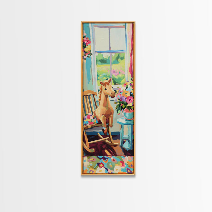 Sweet Giraffe Nursery Framed Canvas Print, Colorful Kids Room Wall Art, Baby Animal Decor, Whimsical Playroom Gift, Baby Shower Gift