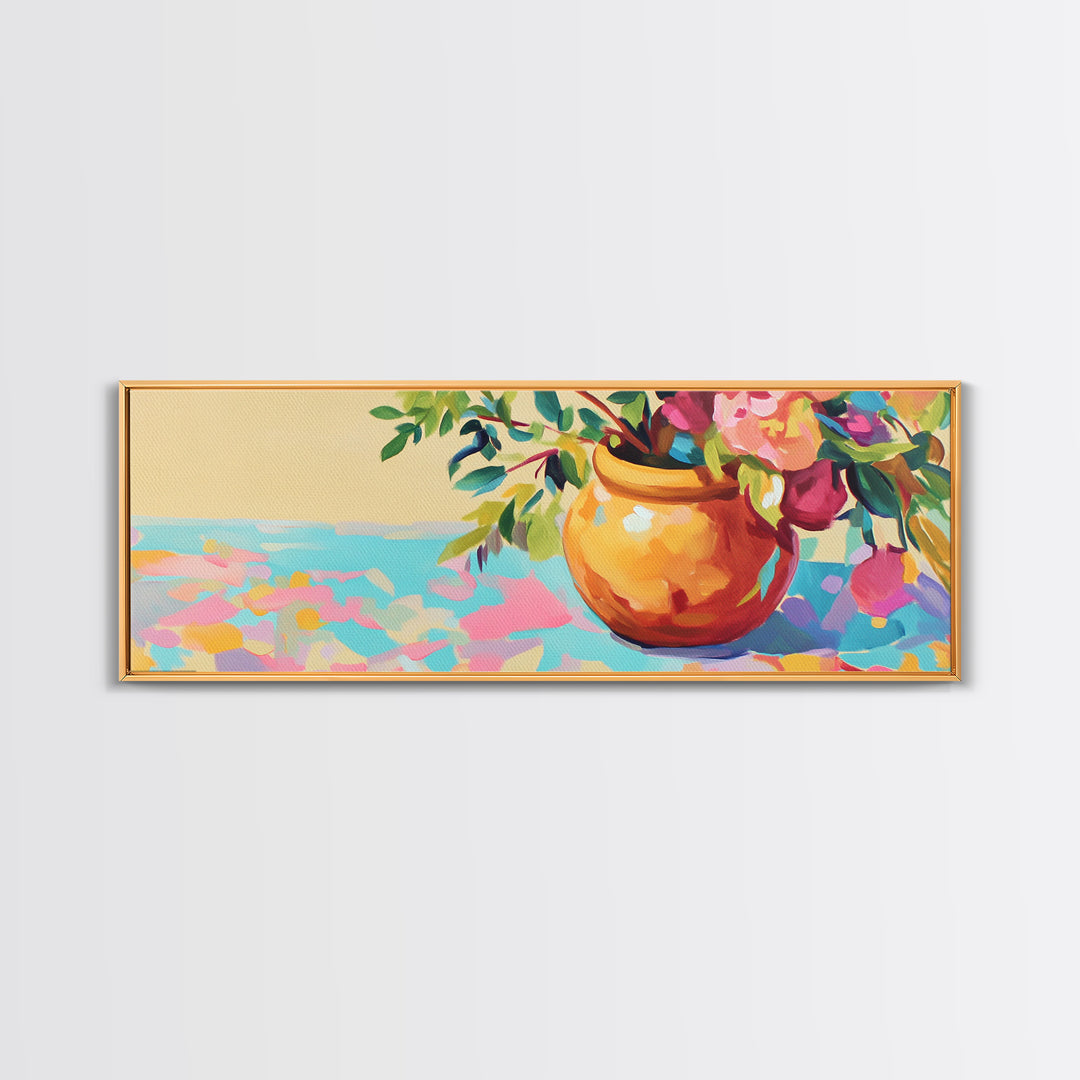 Orange Vase With Loose Floral Bouquet Wall Art, Minimalist Still Life Print, Warm Neutral Home Decor, Modern Wall Decor Gift