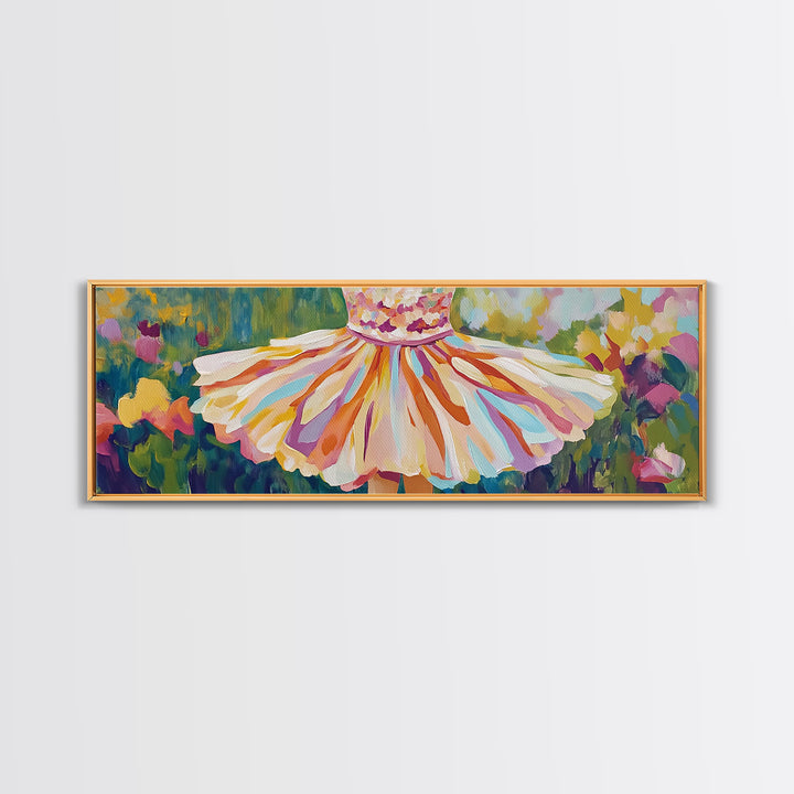 Twirl Dress In Blooming Garden Wall Art, Feminine Canvas Print, Whimsical Floral Decor, Girls Room Art, Gift For Her, Spring Decor