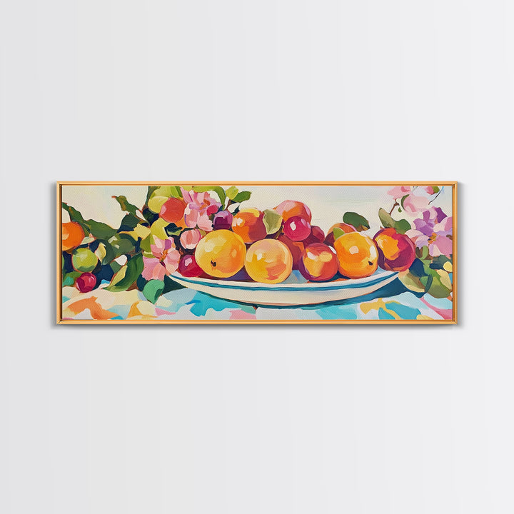 Bright Citrus Fruit Platter Canvas Print, Colorful Kitchen Wall Art, Farmhouse Dining Room Decor, Foodie Gift, Art Print