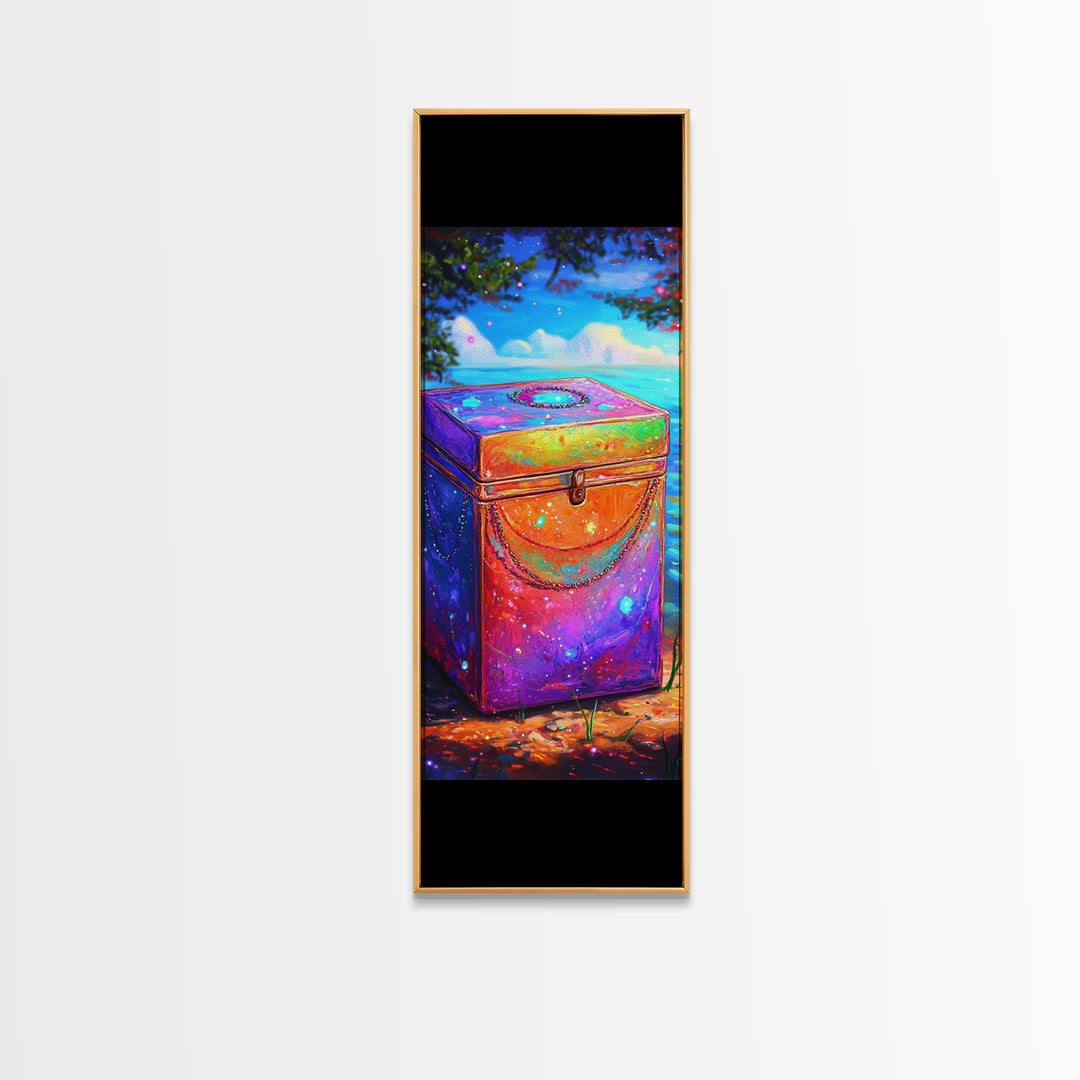 Rainbow Treasure Chest By Tropical Ocean Wall Art, Colorful Coastal Canvas Print, Beach House Decor And Unique Gift Idea