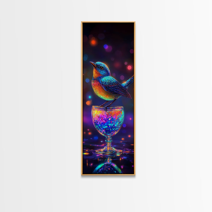 Radiant Blue Bird On Sparkling Glass Wall Art, Colorful Canvas Print, Animal Wall Art, Whimsical Decor, Bird Lover Gift, Nature Art