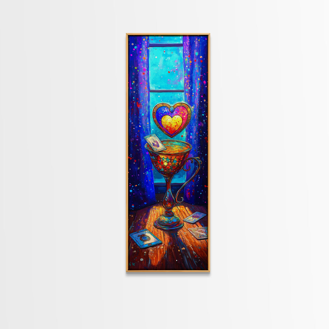 Glowing Heart Goblet By Window Wall Art, Romantic Bedroom Art, Whimsical Love Wall Decor, Gift For Her, Cozy Decor, Valentine Gift