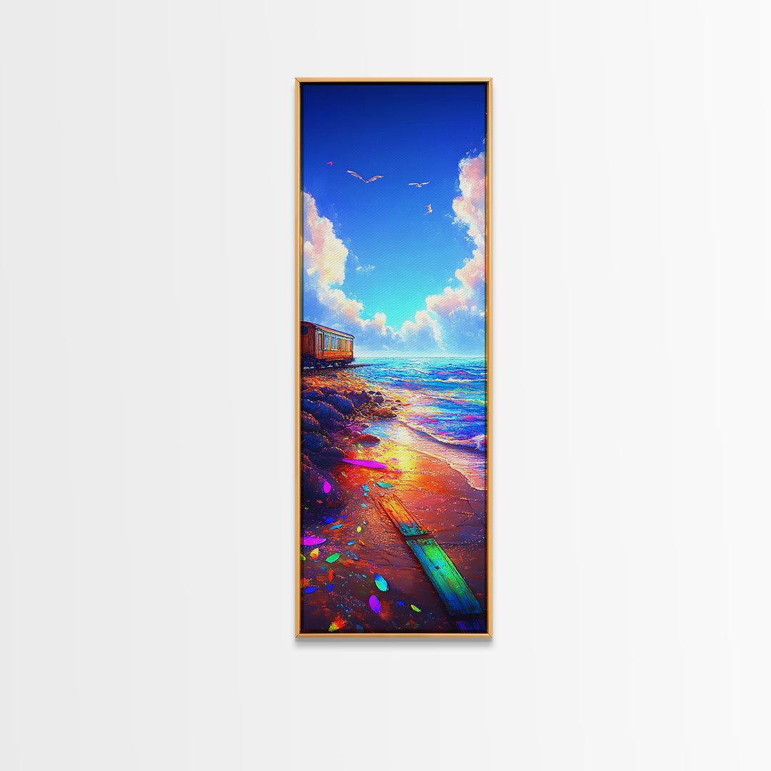 Sunlit Beach Path Wall Art, Coastal Ocean Sunset Canvas Print, Seaside Wall Decor, Beach House Decor, Living Room Art Print