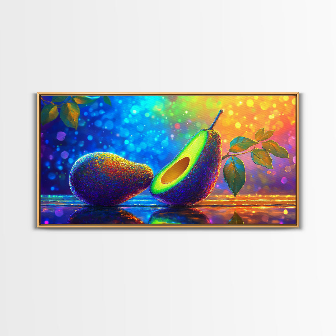 Vibrant Avocado Still Life Canvas Print, Colorful Kitchen Wall Art, Foodie Home Decor, Modern Fruit Art, Housewarming Gift