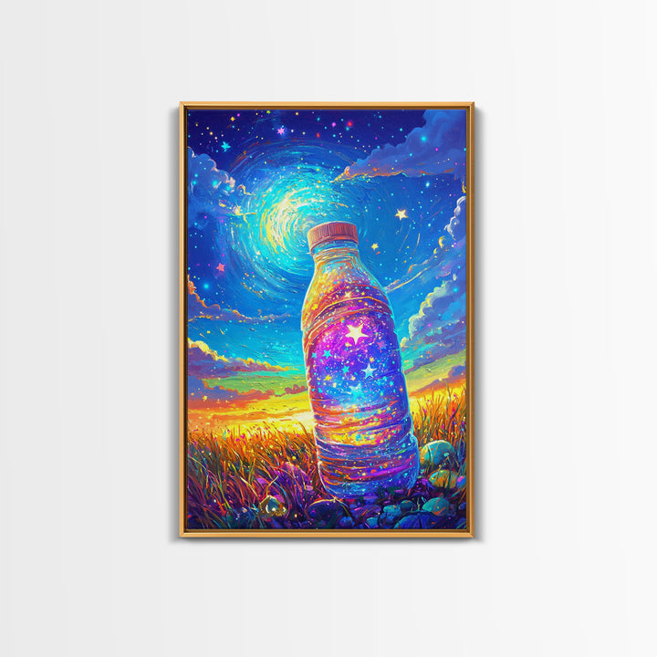 Starry Galaxy Bottle Wall Art, Whimsical Celestial Landscape, Colorful Nursery Decor, Kids Room Art, Magical Fantasy Print