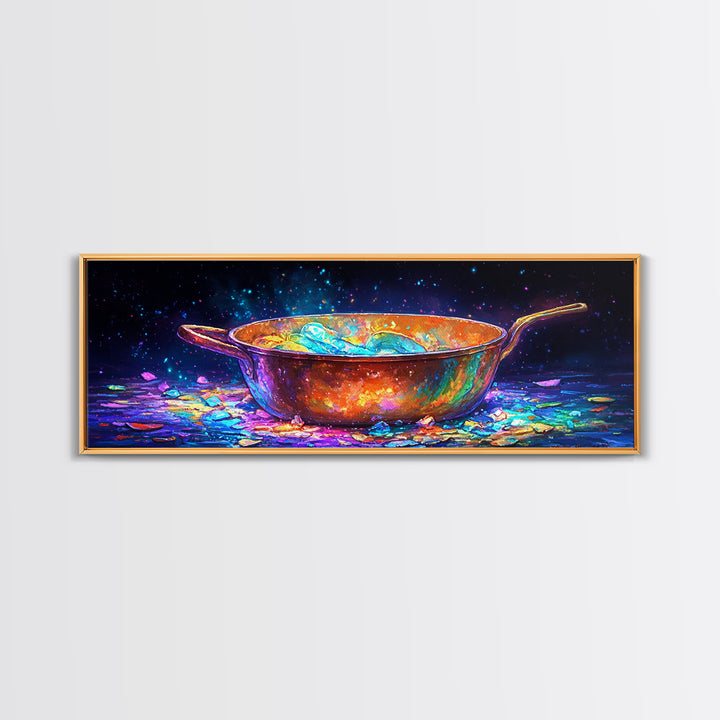 Glowing Copper Pan With Shimmering Water Canvas Print, Kitchen Wall Art, Rustic Kitchen Decor, Foodie Gift, Dining Room Prints