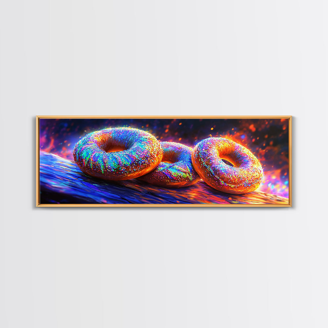 Sparkling Donuts On Rustic Wood Canvas Print, Bakery Wall Art, Cute Kitchen Decor, Dessert Art Print, Food Lover Gift And Cafe Decor