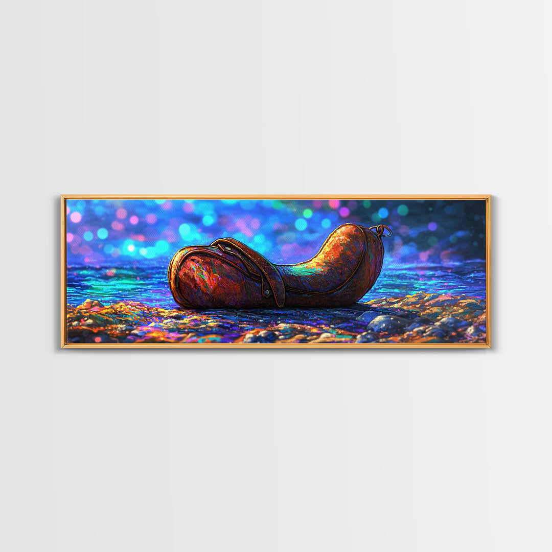 Weathered Leather Pouch By Blue Water Canvas Print, Rustic Wall Art, Western Decor, Coastal Wall Decor, Unique Gift For Him