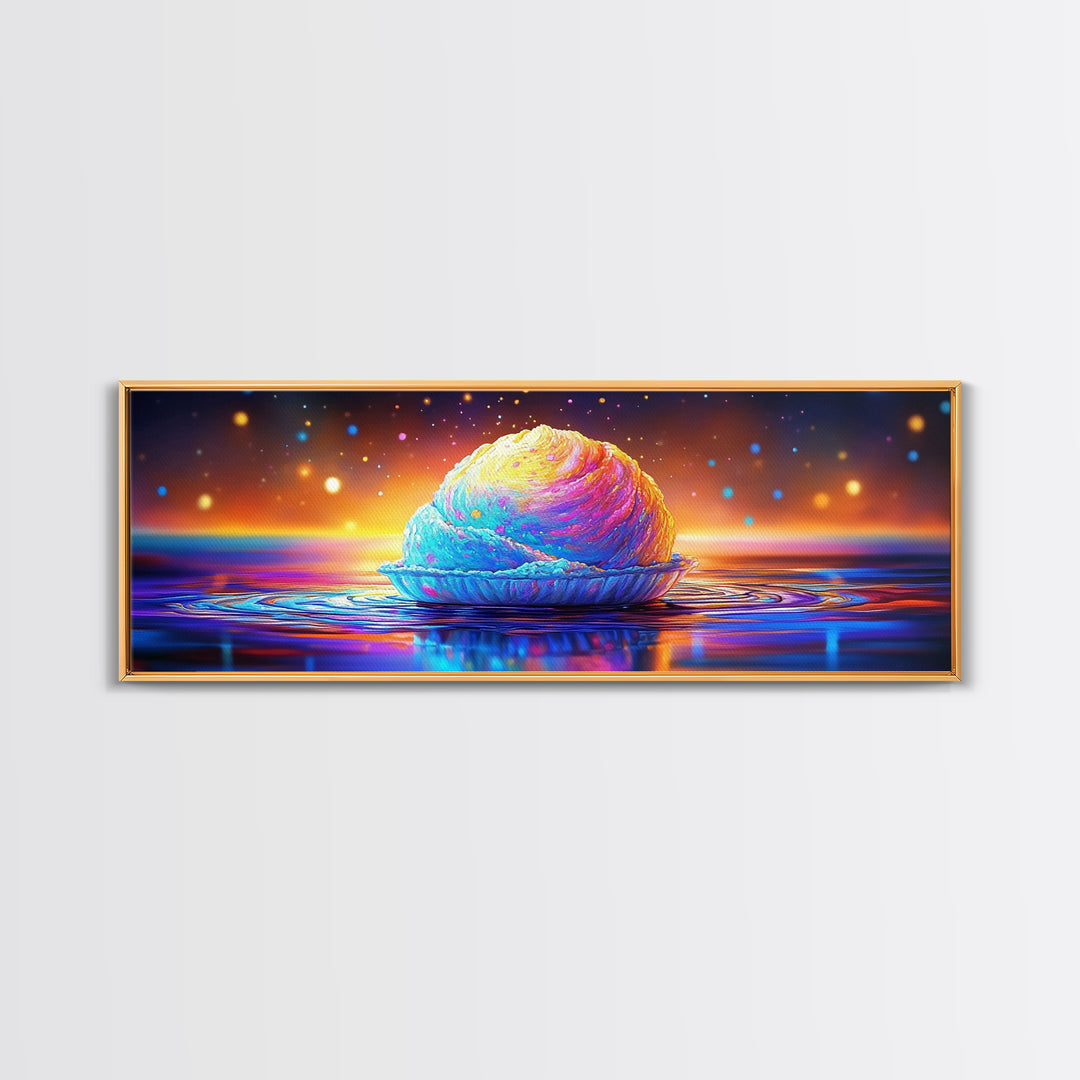 Pastel Shell At Sunset Canvas Print, Dreamy Coastal Wall Art For Ocean Nursery Decor, Beach House Decor And Seascape Art