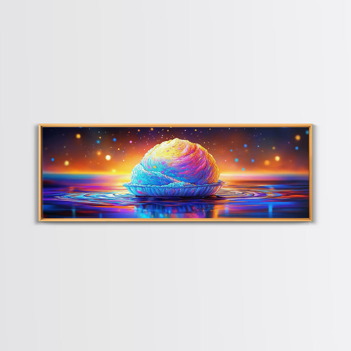Pastel Shell At Sunset Canvas Print, Dreamy Coastal Wall Art For Ocean Nursery Decor, Beach House Decor And Seascape Art