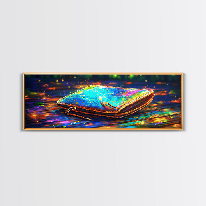 Glowing Leather Journal Wall Art, Bookish Decor, Writing Desk Art Print, Cozy Library Decor, Office Wall Decor, Gift For Her