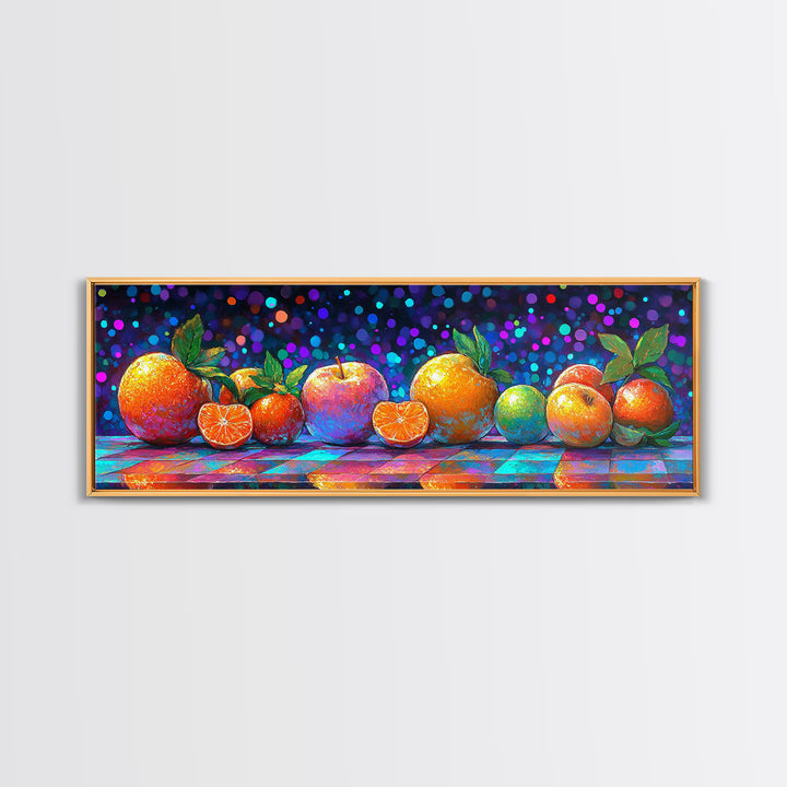 Vibrant Citrus And Apple Still Life Framed Canvas Print, Colorful Kitchen Wall Art, Fruit Art, Modern Home Decor, Foodie Gift