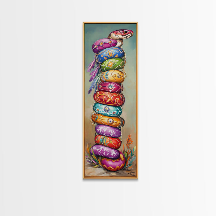 Stacked Jewel Tone Cowgirl Hats Framed Canvas Print, Western Wall Art, Southwestern Decor, Boho Home Decor, Gift For Her