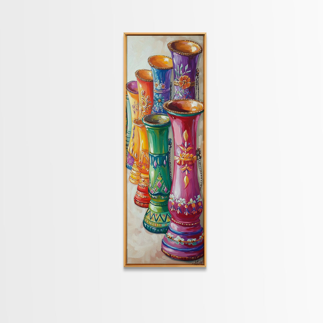 Colorful Painted Western Boot Vases Wall Art, Boho Southwestern Decor, Eclectic Farmhouse Canvas Print, Living Room Gift