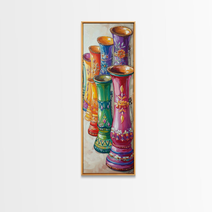 Colorful Painted Western Boot Vases Wall Art, Boho Southwestern Decor, Eclectic Farmhouse Canvas Print, Living Room Gift